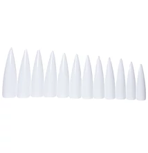 Nagy műköröm tip 12db #002-W Fehér - hegyes