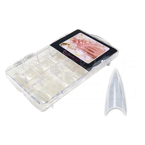 Nail tip box 100db #002-C Stiletto - átlátszó