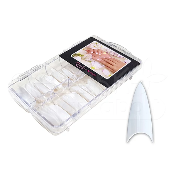 Nail tip box 100db #002-W Stiletto - fehér