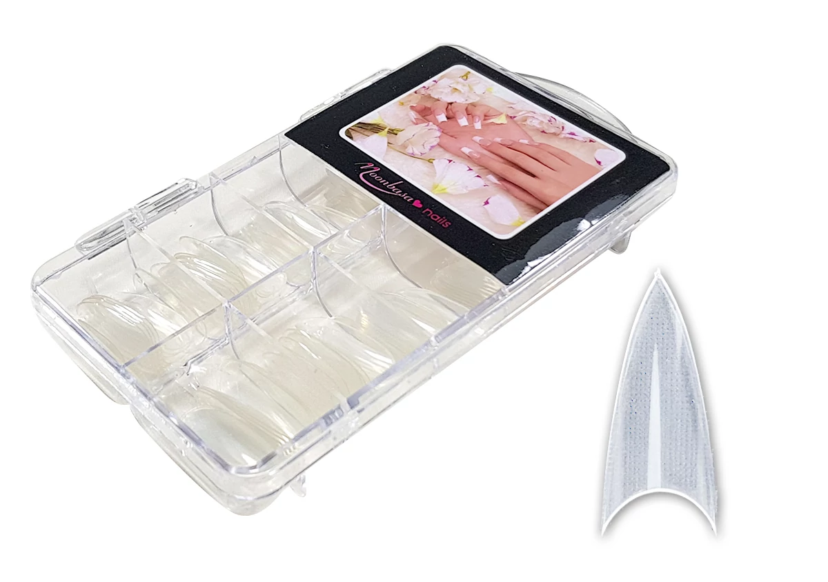 Nail tip box 100db #002-C Stiletto - átlátszó