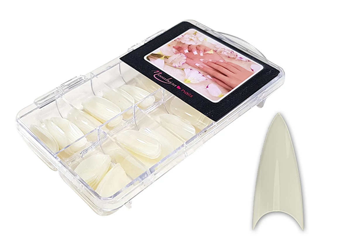 Nail tip box 100db #002-N Stiletto - natúr
