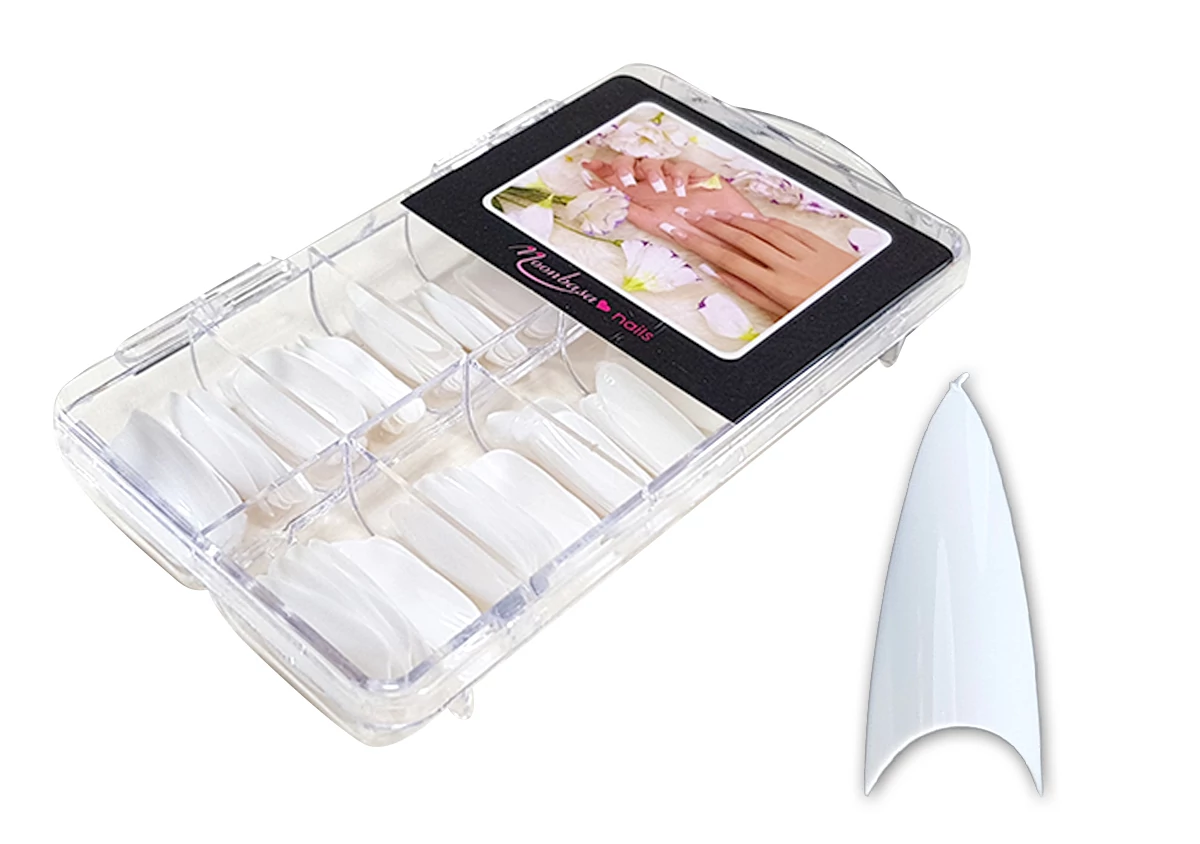 Nail tip box 100db #002-W Stiletto - fehér