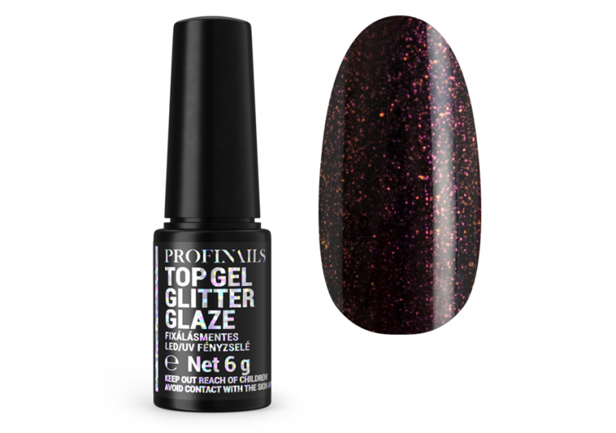 Profinails Top Gél Glitter Glaze fixálásmentes LED/UV fényzselé 6g No. 602